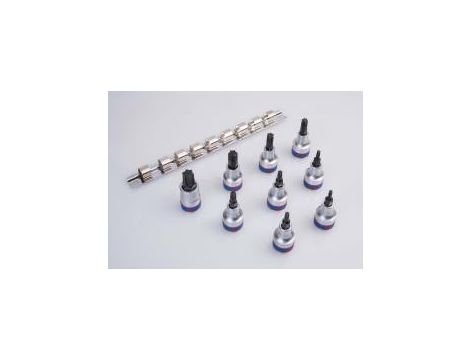 King Tony - ZESTAW NASADEK Z KOŃCÓWKĄ TORX 1/2" 9 cz. KRÓTKIE T20 - T60 ZESTAW NA SZYNIE - 4109PR10 - 3