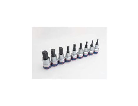 King Tony - ZESTAW NASADEK Z KOŃCÓWKĄ HEX 1/2" 9 cz. KRÓTKIE 3 - 14mm KASETA - 4110PR