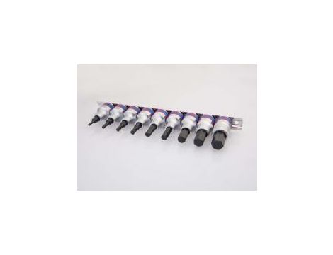 King Tony - ZESTAW NASADEK Z KOŃCÓWKĄ HEX 1/2" 9 cz. KRÓTKIE 3 - 14mm ZESTAW NA SZYNIE - 4110PR10 - 2