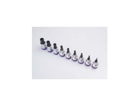 King Tony - ZESTAW NASADEK Z KOŃCÓWKĄ HEX 1/2" 9 cz. KRÓTKIE 3 - 14mm ZESTAW NA SZYNIE - 4110PR10 - 3