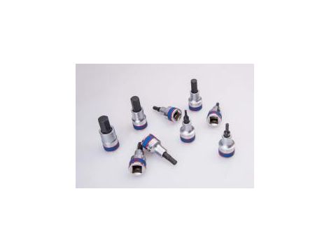 King Tony - ZESTAW NASADEK Z KOŃCÓWKĄ HEX 1/2" 9 cz. KRÓTKIE 3 - 14mm ZESTAW NA SZYNIE - 4110PR10 - 4