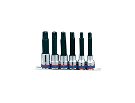 King Tony - ZESTAW NASADEK Z KOŃCÓWKĄ RIBE 1/2" 6cz. DŁUGIE M9 - M16, SZYNA, - 4116PR