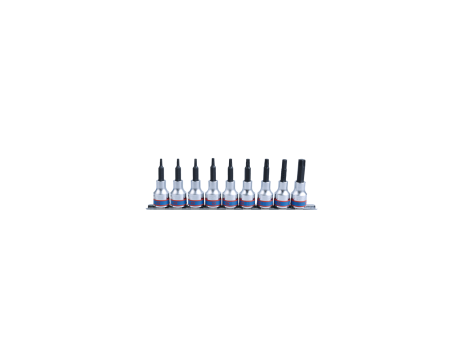 King Tony - ZESTAW NASADEK Z KOŃCÓWKĄ TORX 1/2" 9 cz. DŁUGIE T20 - T60 ZESTAW NA SZYNIE - 4119PR10