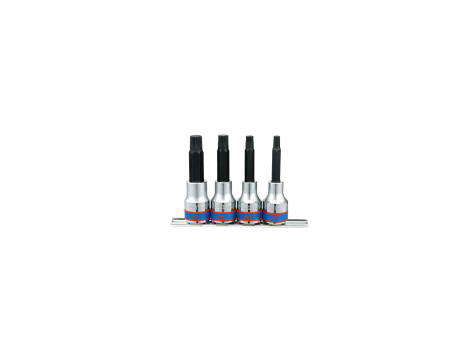 King Tony - ZESTAW NASADEK Z KOŃCÓWKĄ SPLINE 1/2" 4cz. DŁUGIE M6 - M12, SZYNA, - 4136PR