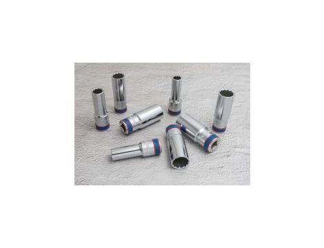 King Tony - ZESTAW NASADEK 1/2" 8cz. DŁUGIE 12-kąt. 12 - 23mm KASETA - 4208MR - 4