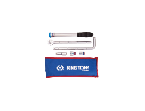 King Tony - ZESTAW NARZĘDZI 1/2" 6cz. NASADKI 6-kąt. 17 i 19mm Z GRZECHOTKĄ, POKRĘTŁEM I PRZEDŁUŻKĄ - 4306MRN