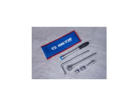 King Tony - ZESTAW NARZĘDZI 1/2" 6cz. NASADKI 6-kąt. 17 i 19mm Z GRZECHOTKĄ, POKRĘTŁEM I PRZEDŁUŻKĄ - 4306MRN - 2