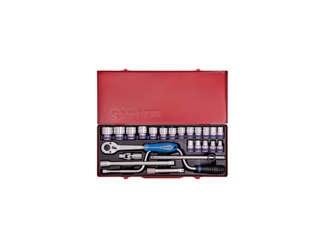 King Tony - ZESTAW NARZĘDZI 1/2" 24cz. NASADKI KRÓTKIE 6-kąt. 10 - 32mm KASETA - 4325MR - 2