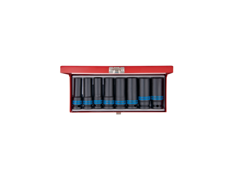 King Tony - ZESTAW NASADEK UDAROWYCH 1/2" 8cz. DŁUGIE 6-kąt. 12 - 24mm, KASETA - 4410MP01