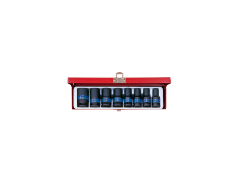 King Tony - ZESTAW NASADEK UDAROWYCH 1/2" 8cz. KRÓTKIE, CIENKOŚCIENNE 6-kąt. 10 - 24mm, KASETA - 4413MP