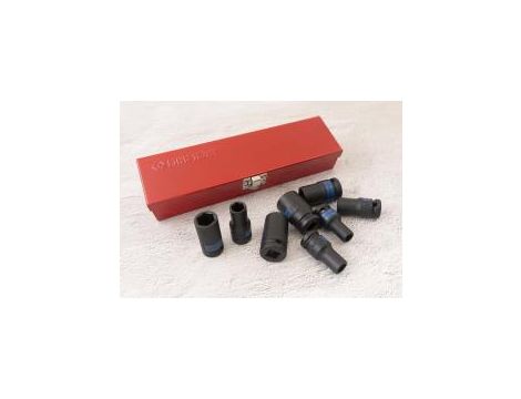 King Tony - ZESTAW NASADEK UDAROWYCH 1/2" 8cz. KRÓTKIE, CIENKOŚCIENNE 6-kąt. 10 - 24mm, KASETA - 4413MP - 3