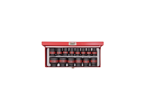 King Tony - ZESTAW NASADEK UDAROWYCH CALOWYCH 1/2" 14cz. KRÓTKIE 6-kąt. 3/8" - 1.1/4" , KASETA - 4414SP