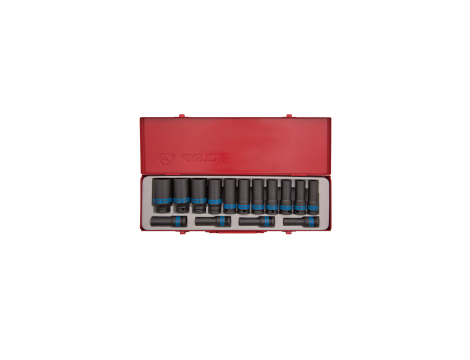 King Tony - ZESTAW NASADEK UDAROWYCH 1/2" 15cz. DŁUGIE 6-kąt. 10 - 32mm, KASETA - 4415MP03