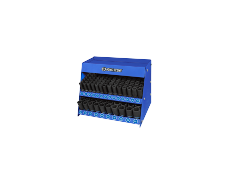 King Tony - SKRZYNKA EKSPOZYCYJNA Z ZESTAWEM NASADEK UDAROWYCH 1/2" 166cz. DŁUGIE 6-kąt. 8 - 32mm - 4466MP