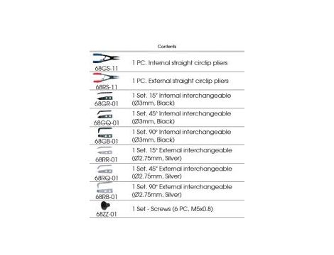 King Tony - ZESTAW SZCZYPIEC DO PIERŚCIENI SEGERA 65 - 140mm, WYMIENNE KOŃCÓWKI - 45115PP