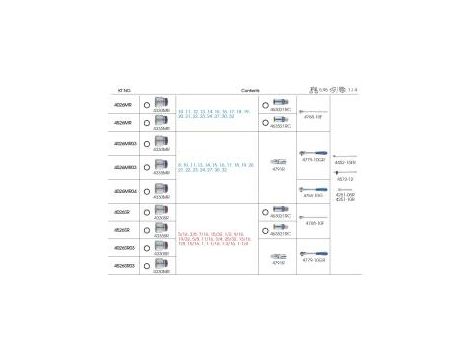 King Tony - ZESTAW NASADEK CALOWYCH 1/2", 24cz. KRÓTKIE 6-kąt. 5/16" - 1.1/4" Z GRZECHOTKA I AKCESORIAMI, KASETA - 4526SR