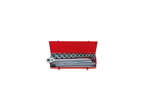 King Tony - ZESTAW NASADEK CALOWYCH 3/4" 16cz. KRÓTKIE 12-kąt. 7/8" -2" Z GRZECHOTKĄ I AKCESORIAMI,KASETA - 6016SR