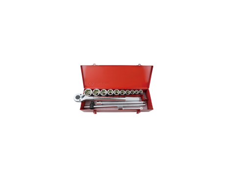 King Tony - ZESTAW NASADEK 3/4" 14cz. KRÓTKIE 6-kąt. 22 - 50mm Z GRZECHOTKĄ I AKCESORIAMI, KASETA - 6314MR - 2