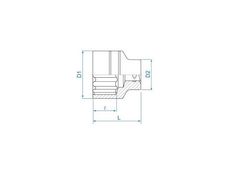 King Tony - NASADKA KRÓTKA 3/4" CALOWA 2-5/8" x 83mm 12-kąt. Cr-V - 633084S - 2