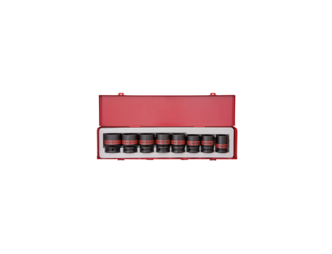 King Tony - ZESTAW NASADEK UDAROWYCH CALOWYCH 3/4" 8cz. KRÓTKIE/LEKKIE 6-kąt. 1" -1.1/2", KASETA - 6409SP10