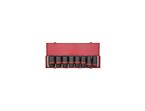 King Tony - ZESTAW NASADEK UDAROWYCH CALOWYCH 3/4" 8cz. DŁUGIE 6-kąt. 1"-1.1/2", KASETA - 6410SP