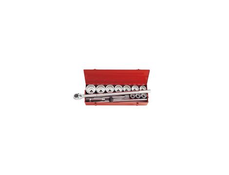 King Tony - ZESTAW NASADEK CALOWYCH 1" 14cz. KRÓTKIE 12-kąt. 1.7/16"- 3.1/8" Z GRZECHOTKĄ I AKCESORIAMI, KASETA - 8015SR