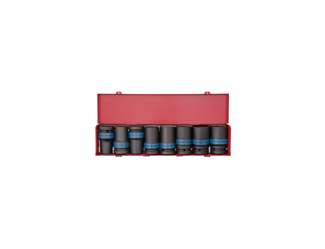 King Tony - ZESTAW NASADEK UDAROWYCH 1" 8cz. DŁUGIE 6-kąt. 24 - 41mm, KASETA - 8409MP