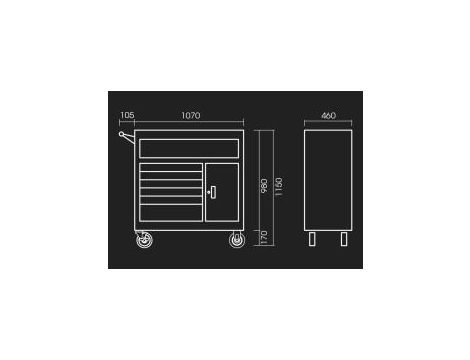 King Tony - WÓZEK WARSZTATOWY 7 SZUFLAD + BOCZNA SZAFKA (BEZ NARZĘDZI) - CZERWONY, PROWADNICE ŁOŻYSKOWANE - 87439-7B - 2
