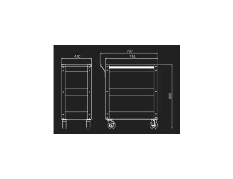 King Tony - WÓZEK WARSZTATOWY 1 SZUFLADA, BLAT ROBOCZY, 2 PÓŁKI (BEZ NARZĘDZI) - CZERWONY, PROWADNICE ŁOŻYSKOWANE - 87441-1B