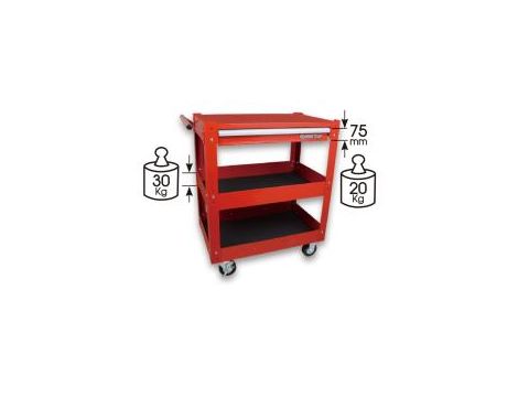 King Tony - WÓZEK WARSZTATOWY 1 SZUFLADA, BLAT ROBOCZY, 2 PÓŁKI (BEZ NARZĘDZI) - CZERWONY, PROWADNICE ŁOŻYSKOWANE - 87441-1B - 2