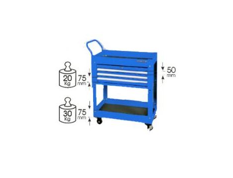King Tony - WÓZEK WARSZTATOWY 3 SZUFLADY, BLAT ROBOCZY, 1 PÓŁKA (BEZ NARZĘDZI), PROWADNICE ŁOŻYSKOWANE, NIEBIESKI - 87441-3B-B
