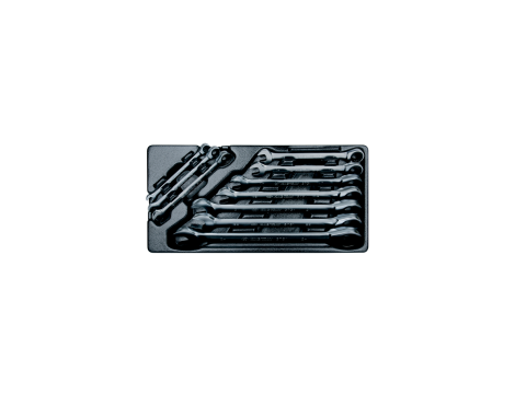 King Tony - ZESTAW KLUCZY PŁASKO-OCZKOWYCH Z GRZECHOTKĄ 8 - 24mm, WKŁAD DO WÓZKA,10 CZ. - 9-12110MR