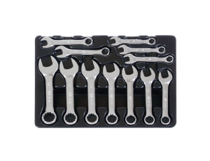 King Tony - ZESTAW KLUCZY PŁASKO-OCZKOWYCH KRÓTKICH 12cz. 8 - 19mm, WKŁAD DO WÓZKA - 9-1282MR