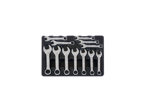 King Tony - ZESTAW KLUCZY PŁASKO-OCZKOWYCH KRÓTKICH 12cz. 8 - 19mm, WKŁAD DO WÓZKA - 9-1282MR