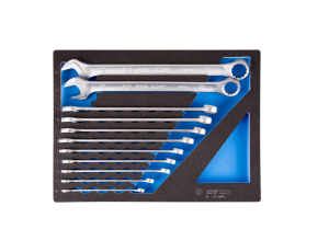 King Tony - ZESTAW KLUCZY PŁASKO-OCZKOWYCH 11cz. 8 - 24mm, WKŁAD Z PIANKI, DO WÓZKA - 9-12A1MRV