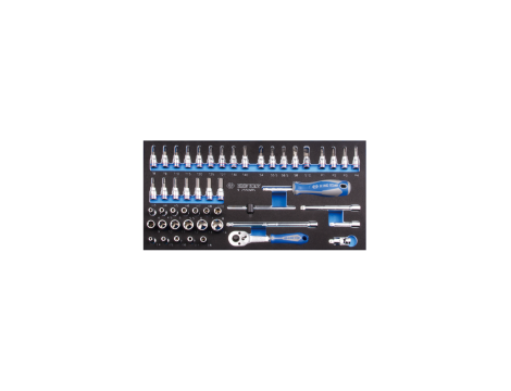 King Tony - ZESTAW NASADEK 1/4" 50cz. KRÓTKIE, 6-kąt. 4 - 14mm Z AKCESORIAMI, WKŁAD Z PIANKI EVA DO WÓZKA - 9-2550MRV - 2