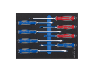 King Tony - ZESTAW WKRĘTAKÓW ŚLUSARSKICH 8 cz. KRZYŻAK + PŁASKIE, WKŁAD Z PIANKI EVA DO WÓZKA - 9-30208MRV