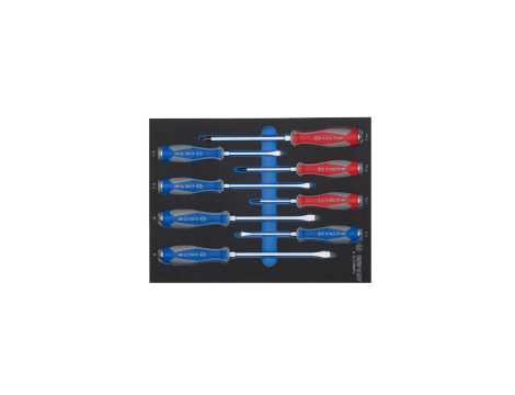 King Tony - ZESTAW WKRĘTAKÓW ŚLUSARSKICH 8 cz. KRZYŻAK + PŁASKIE, WKŁAD Z PIANKI EVA DO WÓZKA - 9-30208MRV