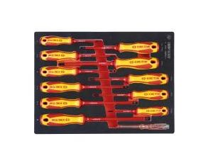 King Tony - ZESTAW WKRĘTAKÓW IZOLOWANYCH 12 cz. KRZYŻAK + PŁASKIE + PRÓBNIK, WKŁAD Z PIANKI EVA DO WÓZKA - 9-30612MRV01