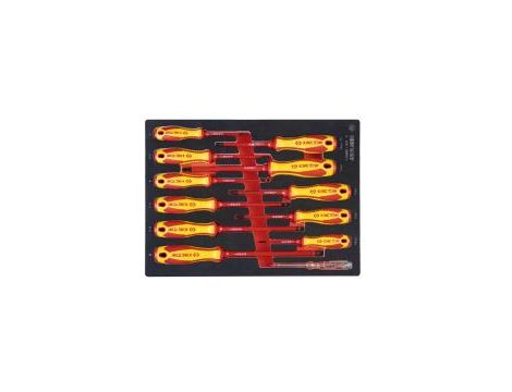 King Tony - ZESTAW WKRĘTAKÓW IZOLOWANYCH 12 cz. KRZYŻAK + PŁASKIE + PRÓBNIK, WKŁAD Z PIANKI EVA DO WÓZKA - 9-30612MRV01