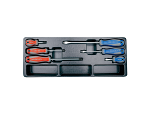 King Tony - ZESTAW WKRĘTAKÓW 6 cz.KRZYŻAK No.1x 80, No.2x38, No.3x150, PŁASKIE 5,5x100, 6,5x38, 8x175, WKŁAD DO SKRZYNKI - 9-31006MR