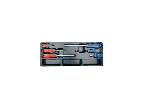 King Tony - ZESTAW WKRĘTAKÓW 6 cz.KRZYŻAK No.1x 80, No.2x38, No.3x150, PŁASKIE 5,5x100, 6,5x38, 8x175, WKŁAD DO SKRZYNKI - 9-31006MR