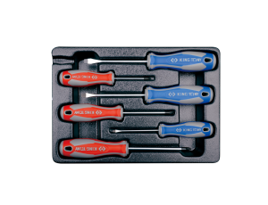 King Tony - ZESTAW WKRĘTAKÓW 6 cz. KRZYŻAK No.0 x 60, No.1 x 80, No.2 x 100, PŁASKIE 3 x 75, 5,5 x 100, 6,5 x 150, WKŁAD DO WÓZKA - 9-31106MR