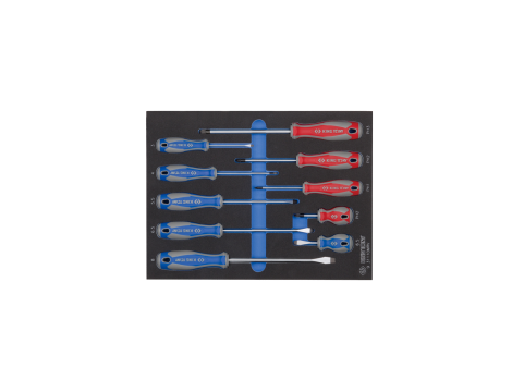 King Tony - ZESTAW WKRĘTAKÓW 10 cz. KRZYŻAK + PŁASKIE, WKŁAD Z PIANKI EVA DO WÓZKA - 9-31110MRV