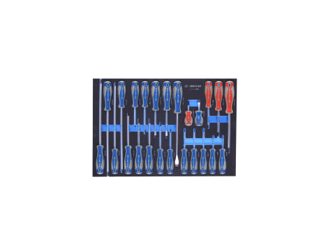 King Tony - ZESTAW WKRĘTAKÓW 24 cz. KRZYŻAKI PH1 - PH3, PŁASKIE 3 - 10mm, TORX T6 - T30, WKŁAD Z PIANKI EVA DO WÓZKA - 9-31124MRV - 2