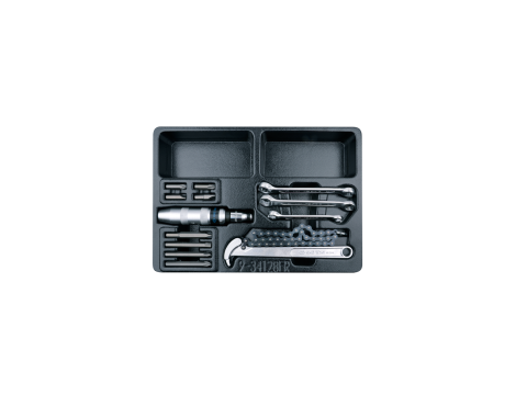 King Tony - WKRĘTAK UDAROWY + BITY KRÓTKIE I DŁUGIE 5/16", KLUCZE DO FILTRA OLEJU I PRZEWODÓW HAMULCOWYCH, WKŁAD DO WÓZKA - 9-34128FR - 2