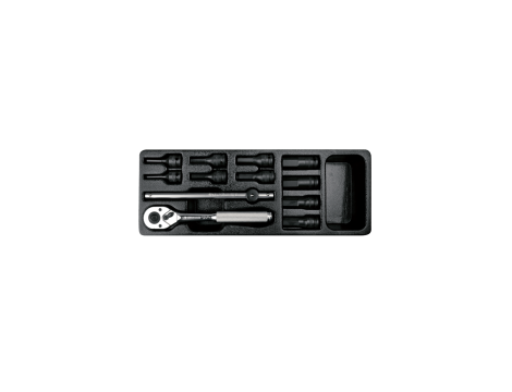 King Tony - ZESTAW NASADEK UDAROWYCH 3/8" 12cz. KRÓTKIE HEX H4-H17 Z AKCESORIAMI, WKŁAD DO WÓZKA - 9-3432MP