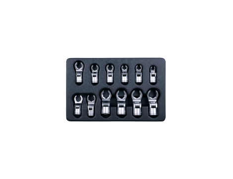 King Tony - ZESTAW NASADEK PRZEGUBOWYCH DO PRZEWODÓW HAMULCOWYCH 3/8", 12 CZ. 8 - 19 mm, WKŁĄD DO WÓZKA - 9-3612MR