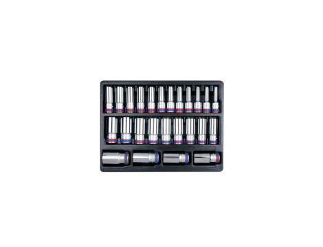 King Tony - ZESTAW NASADEK 1/2" 25cz. DŁUGIE 12-kąt. 8 - 36mm, WKŁAD DO WÓZKA - 9-4235MR