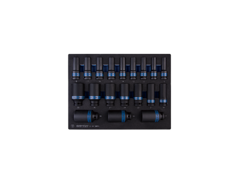 King Tony - ZESTAW NASADEK UDAROWYCH 1/2" 19 cz. DŁUGIE 6-KĄT, 10 - 36mm, WKŁAD Z PIANKI EVA DO WÓZKA - 9-4419MPV